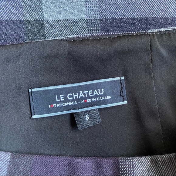 Le Chateau Classic Pencil skirt eggplant / purple plaid office business attire - Picture 3 of 6
